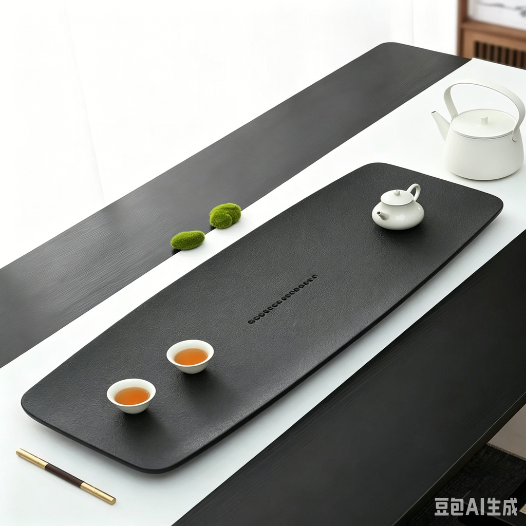 一葉扁舟 天然烏金石茶盤