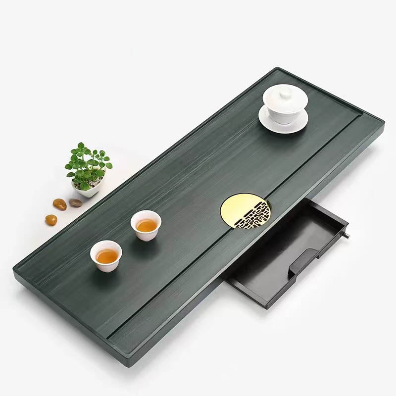同心同德 天然烏金石茶盤