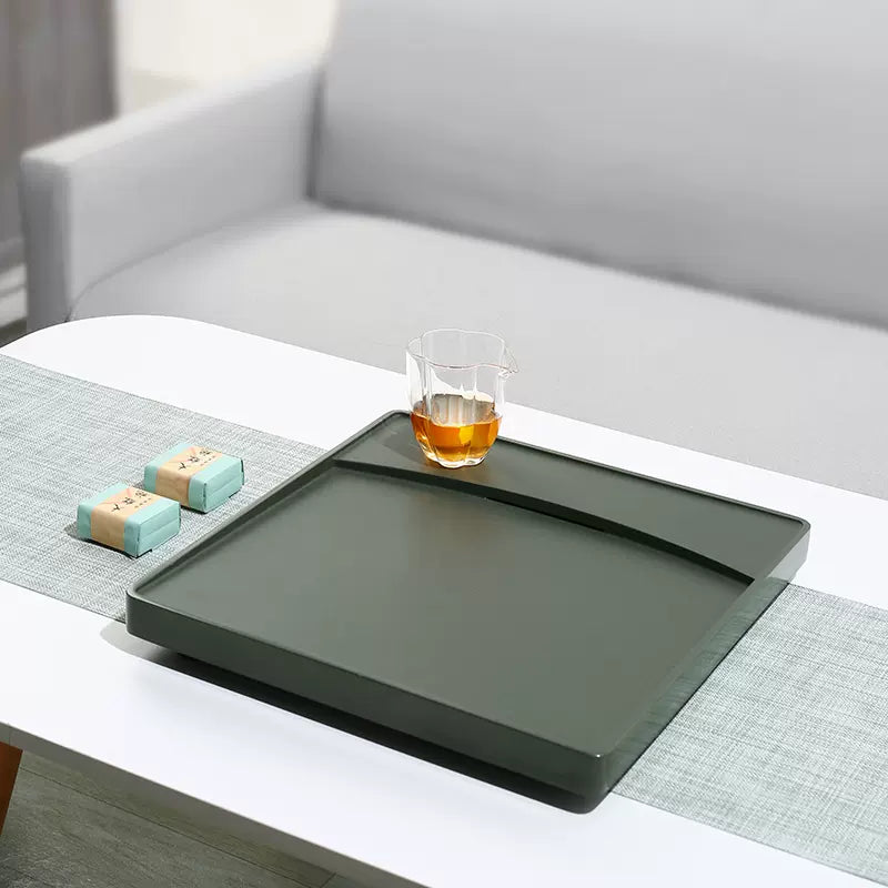 銀鉤暁月 天然烏金石茶盤