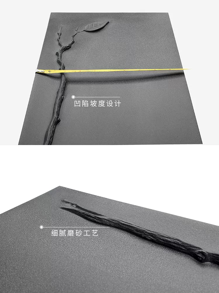 枯木逢春 天然烏金石茶盤