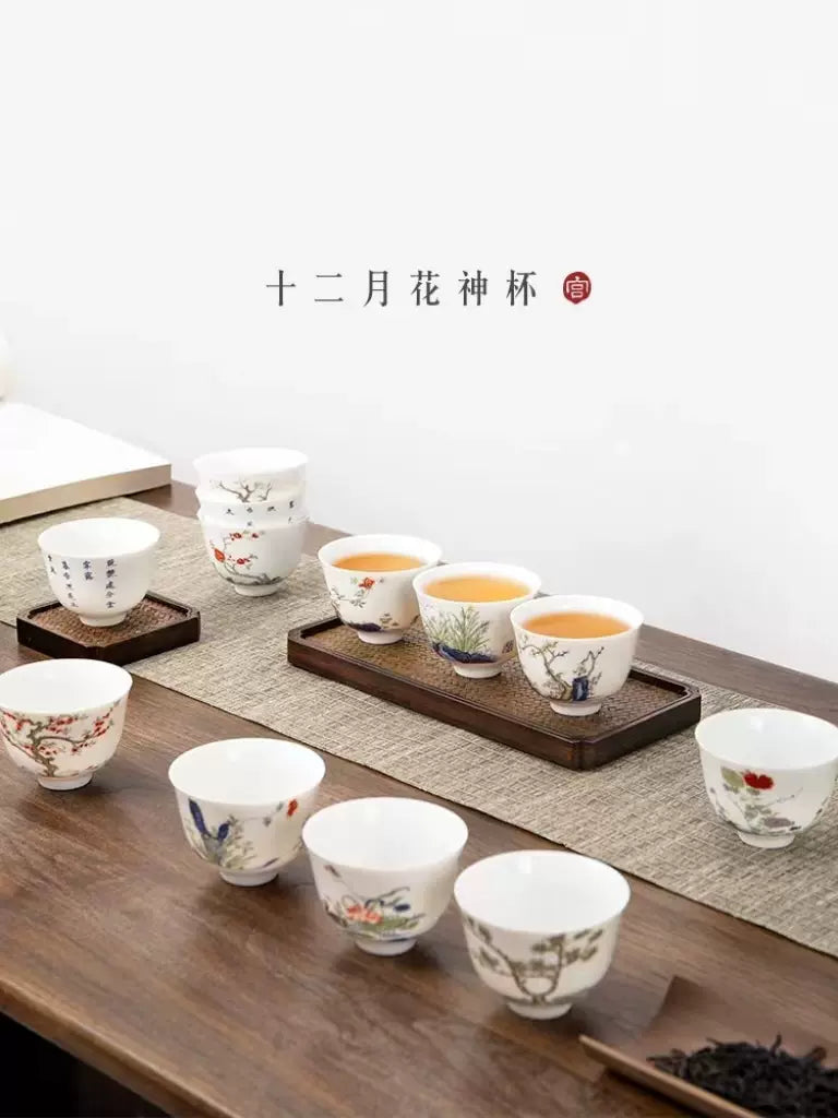 故宮12花神 五彩十二月花卉紋杯